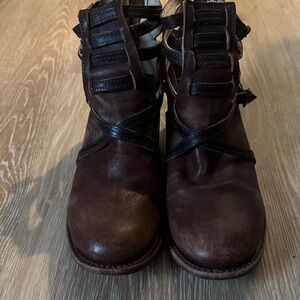 Freebird by Steven Dark Brown Strappy Ankle Boots